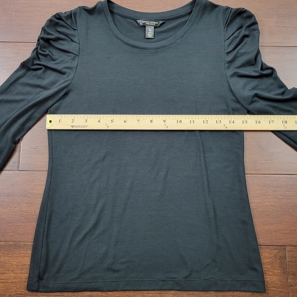 Banana Republic Threadsoft Pleated Shoulder Long Sleeve Stretchy Top XS Black - Picture 7 of 9